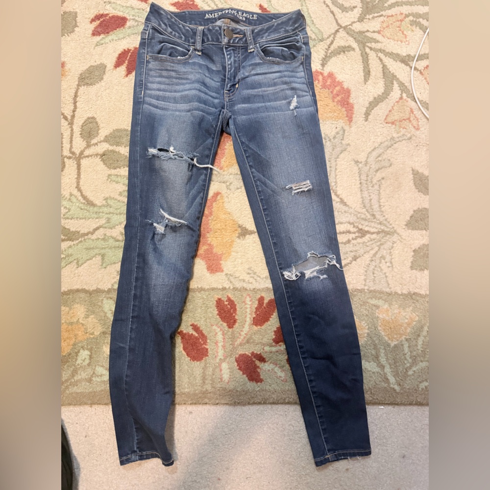 Distressed Blue Jeans American Eagle